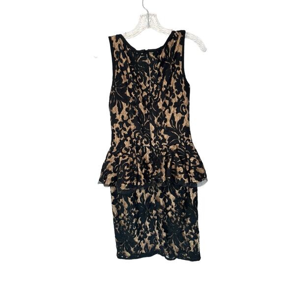 Tadashi Shoji Black Nude Lace‎ Cocktail Hour Evening Peplum Mini Dress Size 8 - Picture 9 of 12